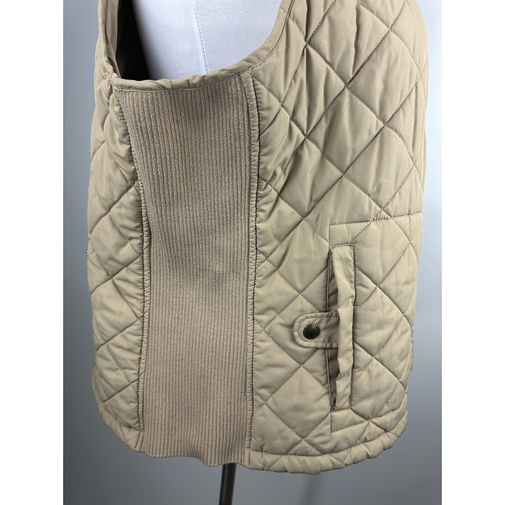 Lauren Ralph Lauren Quilted Vest Tan Zip Ribbed Sides Puffer Womens Plus Size 2X - Picture 9 of 16